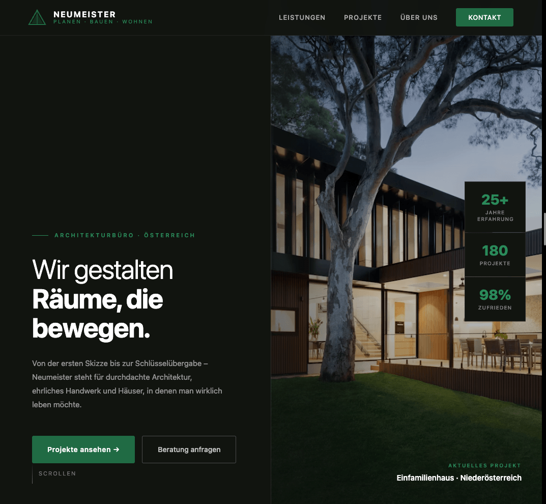 Ansicht der Webseite neu